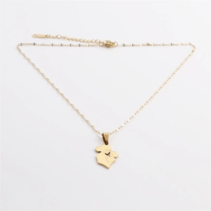 Gold stainless steel necklace with mother and child pendant for Mother's Day gift