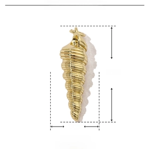 Golden spiral conch seashell pendant made of copper with 31mm height measurements