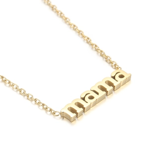 Minimalist 18k gold plated stainless steel necklace featuring a mama letter pendant