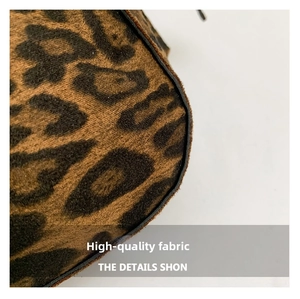 Macro view of leopard print tote bag fabric with high-quality thick texture and soft touch