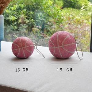 Detailed comparison of 15cm and 19cm pink rhinestone basketball evening bags in two sizes