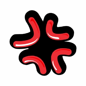 Funny emoji hair clip featuring red anger symbol and water drop design on white background