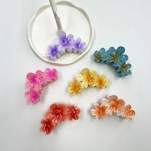 Set di 6 fermagli per capelli a forma di fiore plumeria sfumati in viola e blu