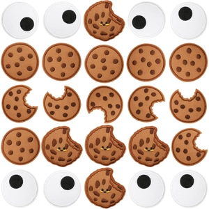Chocolate Cookie And Cartoon Eyes Embroidered Patches Iron On For Clothing Bags DIY Decoration Funny Style