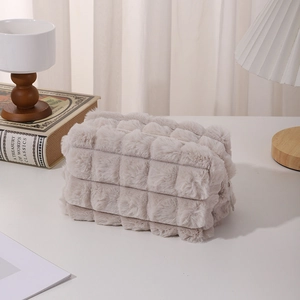 Detailed plush Maillard style pencil case with quilted texture and large capacity