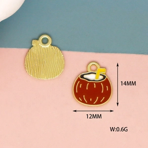 Detail view of coconut metal charm with dimensions 14x12mm for DIY jewelry making