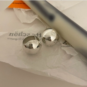 Minimalist S925 sterling silver sphere stud earrings with a high-polished mirror finish