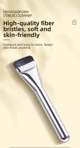 Detailed macro view of flat-top foundation brush with soft black synthetic fibers