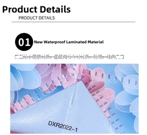 Macro detail of waterproof coated non-woven fabric and floral stitching for gift bags