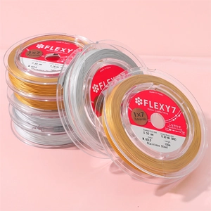 Close-up detail of FLEXY7 nylon coated stainless steel wire for DIY jewelry beading.