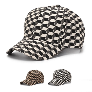 Geometric 3D Cube Print Baseball Cap Breathable Polyester Adjustable Sunshade Hat Unisex Streetwear Style