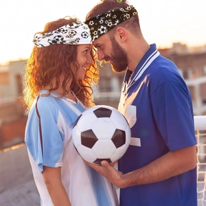 Breathable soccer sports headbands for men and women during a sunset outdoor workout