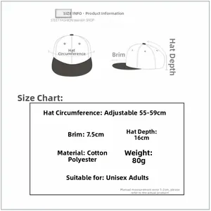 Guide des tailles pour casquette tie-dye avec tour de tête réglable de 55-59cm