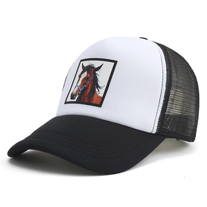 Horse Patch Mesh Trucker Hat Adjustable Snapback Breathable Summer Baseball Cap For Men Women Outdoor Sun Protection