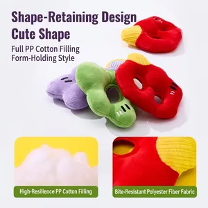 Colorful plush squeaky alphabet dog toy with durable corduroy fabric and PP cotton