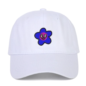 Casquette De Baseball En Coton Brodée Fleur Visage Souriant Réglable Protection Solaire Hip Hop Streetwear Hommes Femmes