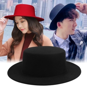 Cappello Boater Vintage Tesa Larga Feltro Di Lana Fedora Jazz Cap Stile Britannico Protezione Solare Uomo Donna
