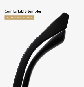 Detail of ergonomic black glossy sunglasses temples with anti-slip comfort design