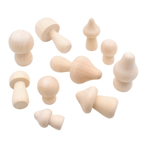 Unfinished Wooden Mushrooms DIY Painting Crafts Natural Wood Mini Mushroom Ornaments For Kids Home Decor