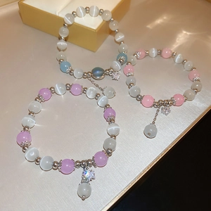 Star charm opal beaded bracelet with colorful zircon accents and Korean fashion design