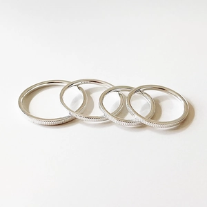 S925 sterling silver minimalist stacked thin rings set with textured gear line details