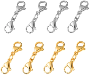 Set of 8 gold and silver stainless steel lobster clasps for DIY jewelry making