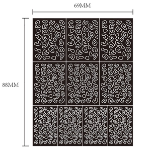 Detailed view of black and white leopard print nail stickers with 69x88mm dimensions