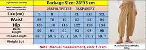 Tableau des tailles détaillé pour pantalon taille haute court avec cordon et poches