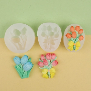 Detailed silicone tulip flower mold set for DIY handmade soap and fondant cakes