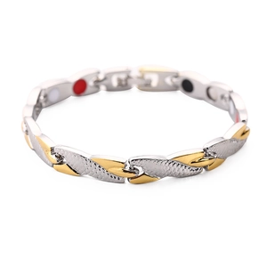 Two-tone magnetic therapy bracelet with dragon scale texture and colorful health stones