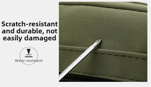 Detail of scratch-resistant olive green nylon fabric tested with a sharp metal tool
