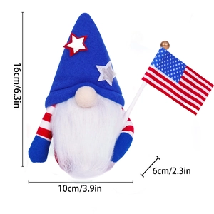 Patriotic 4th of July Independence Day gnome with American flag, 16cm height decor