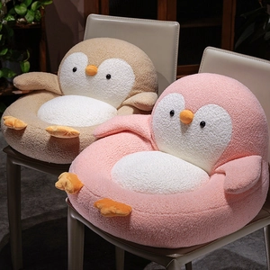 Coussin de chaise peluche pingouin avec dossier épais pour bureau et maison