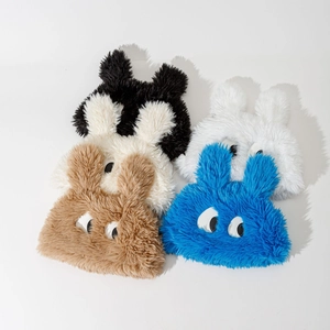 Plush Faux Fur Bucket Hat Cute Cartoon Big Eyes Bear Ears Winter Thick Warm Windproof Fisherman Cap For Women
