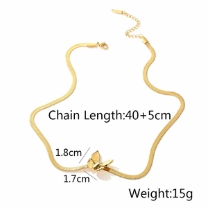 Detail view of gold butterfly pendant necklace with precise size and weight measurements