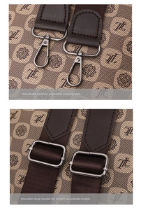 Close-up of vintage printed backpack with adjustable strap and dark metal hardware