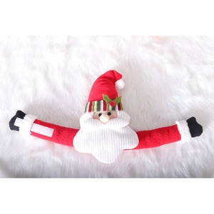 Plush Santa Claus Christmas curtain buckle decoration with magic tape on white faux fur