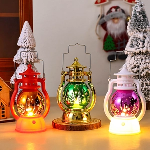 Christmas LED Lantern Luminous Retro Portable Lamp Plastic Holiday Decoration Santa Claus Snowman Deer Warm Light Gift