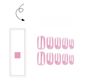 Glossy sweet pink press-on nails set with 10 pieces shown on a clean white background