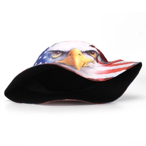 Unisex Anglerhut mit US-Flaggen-Motiv und Weißkopfseeadler-Druck für Sonnenschutz