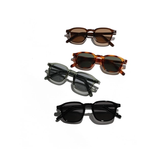 Retro TR90 square sunglasses in black, tortoiseshell, amber and translucent green colors