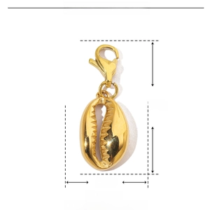 Detailed dimensions of the gold leopard shell pendant in stainless steel, 27mm height
