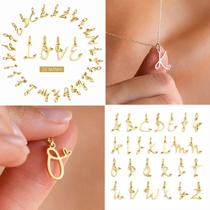 Polished stainless steel letter heart charms in gold and silver finish for necklaces