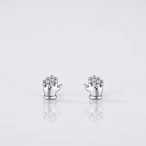 Cute Mini Palm Hand Stud Earrings 925 Sterling Silver Simple Minimalist Polished Jewelry Gift For Women Girls