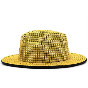 British vintage wool jazz fedora hat with gold studs for party and stage performance