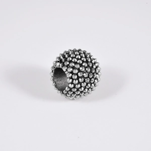 Silver punk skull style metal bead with heavy spiked texture for ear jewelry crafting