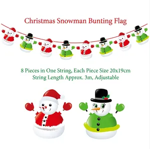 Detail view of 8pcs Christmas snowman banner pieces measuring 20x19cm with a 3m rope