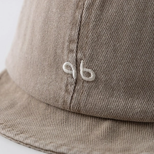Adjustable cotton baby baseball cap with AB embroidery in light khaki for 1-2 year olds