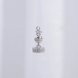 Macro detail of S925 silver crown tassel pendant with cubic zirconia for DIY jewelry
