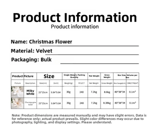 Macro detail of 25cm milky white velvet poinsettia flower for Christmas tree decoration